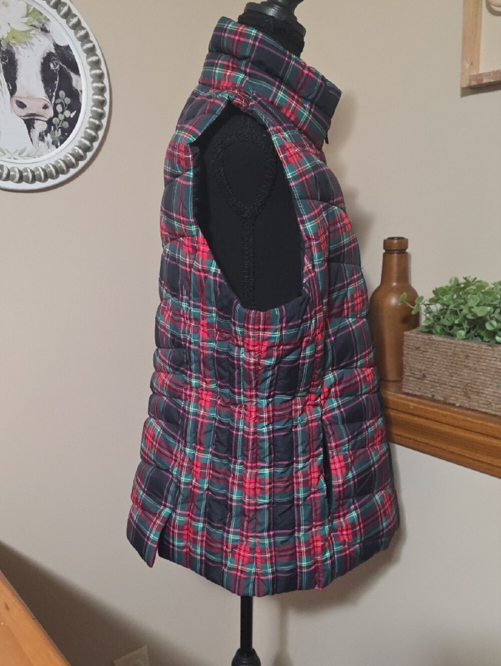 Talbots Plaid Quilted Vest - Red, Green & Black - Picture 4 of 8